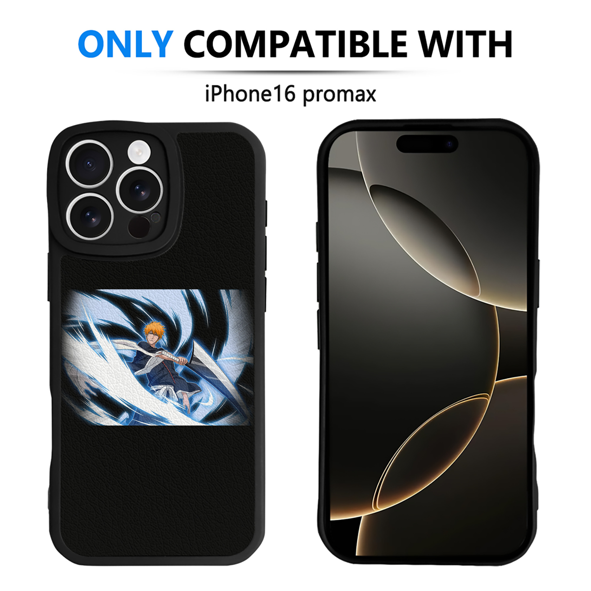 ブリーチ 黒崎一護（くろさき いちご）BLEACH Kurosaki Ichigo 【iPhone 16シリーズ対応】シリコンスマホケース（レザー調） 材質：シリコン